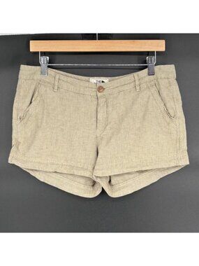 The North Face Womens Linen Blend Shorts Size 10 Beige Hiking Outdoor Safari
